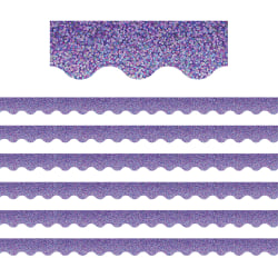 Teacher Created Resources Scalloped Border Trim Packs, 35’, Purple Sparkle, Set Of 6 Packs
