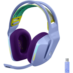 Logitech G733 Lightspeed Wireless RGB Gaming Headset - Stereo - Wireless - 65.6 ft - 5 Kilo Ohm - 20 Hz - 20 kHz - Over-the-head - Binaural - Circumaural - Cardioid, Uni-directional Microphone - Lilac