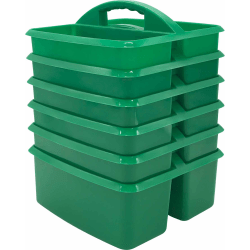 Teacher Created Resources Plastic Storage Caddies, 5-1/4"H x 9-1/4"W x 9"D, Green, Pack Of 6 Caddies