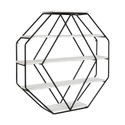 Kate and Laurel Lintz Octagon Floating Wall Shelves, 30-3/4"H x 30-1/2"W x 7"D, White/Black