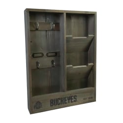 Imperial NCAA Wall Mounted Wood Organizer, 19"H x 14-1/4"W x 2-3/4"D, Ohio State University