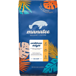 Manatee Gourmet Coffee Whole Bean Coffee, Caribbean Delight Blend, 2 Lb Per Bag, Carton Of 4 Bags