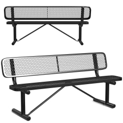Leisure Craft Outdoor Bench With Back, 32-5/8"H x 72"W x 23-3/4"D, Black