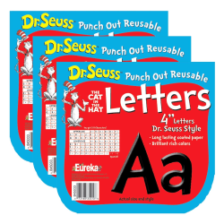 Eureka Deco Letters, 4", Dr. Seuss, Black, 217 Per Pack, Set Of 3 Packs