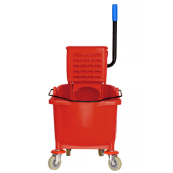 Alpine PVC Mop Bucket With Side Wringer, 36 Qt, 35"H x 15"W x 25"D, Red