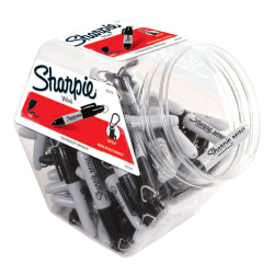 Sharpie® Mini Permanent Markers, Fine Point, Gray Barrel, Black Ink, Canister Of 72 Markers