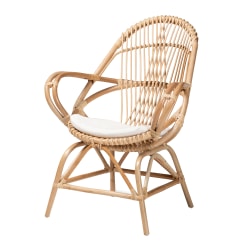 bali & pari Jayden Accent Chair, White/Natural Brown