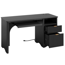 Bestier 48"W Writing Computer Desk With Drawer And Adjustable Storage Cabinet, Dark Brown