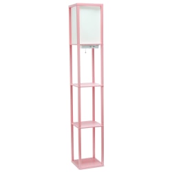Simple Designs Etagere Organizer Floor Lamp, 62-1/2"H, White Shade/Light Pink Base