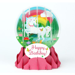Up With Paper Everyday Pop-Up Greeting Card, Snow Globe, 5" x 3-3/4", Unicorn