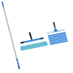Gritt Commercial Swivel Window Cleaning Kit, 96" x 14", Black/Blue