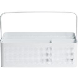 U Brands® Modern Perforated Metal Desk Caddy, 3-15/16"H x 12-5/16"W x 6-15/16"D, White