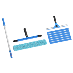 Gritt Commercial Swivel Window Cleaning Kit, 20" x 14", Black/Blue