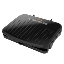 George Foreman Family Size 5-Serving Nonstick Compact Electric Indoor Grill, 3-3/16"H x 10-15/16"W x 13"D, Black