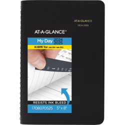 2024-2025 AT-A-GLANCE® Academic Daily Appointment Book Planner, Black, 5" x 8", July 2024 To June 2025, 7080705