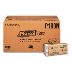 Marcal PRO™ Folded Paper Towels, 1-Ply, 12.88  x 10.13, Natural, 150/Pack, 16 Packs/Carton