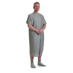 Medline 3-Armhole Examination Gowns, 46 1/2", Gray, Pack Of 12