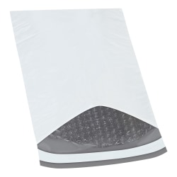 Partners Brand Bubble-Lined Poly Mailers, 7-1/4" x 12", White, Case Of 25 Mailers
