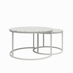 Ameriwood™ Home Amelia Nesting Coffee Tables, 18"H x 31-1/2"W x 31-1/2"D, White/Terrazzo, Set Of 2 Tables