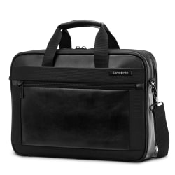 Samsonite® Executive Leather Brief Laptop Bag With 15.6" Laptop Pocket, 12-7/16"H x 16-5/16"W x 4-5/16"D, Black