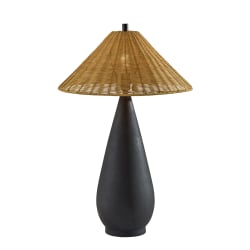 Adesso Lorelei Table Lamp, Black/Brown Rattan Shade