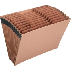 SKILCRAFT Letter Recycled Organizer Folder, 8 1/2" x 11", 12 Pocket(s), Brown, 30% Recycled, 6819290