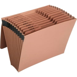 SKILCRAFT Letter Recycled Organizer Folder, 8 1/2" x 11", 12 Pocket(s), Brown, 30% Recycled, 6819894