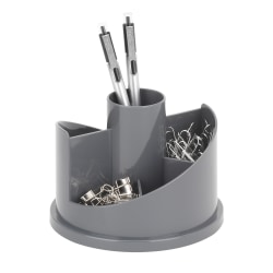 Realspace® 6-Compartment Rotary Desk Organizer With Antimicrobial Treatment, 4-5/8"H x 5-13/16"W x 5-13/16"D, Gray