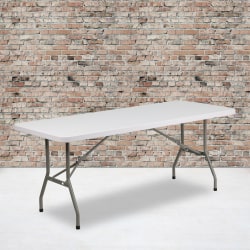 Flash Furniture Elon Plastic Folding Table, 29"H x 30"W x 72"D, Granite White