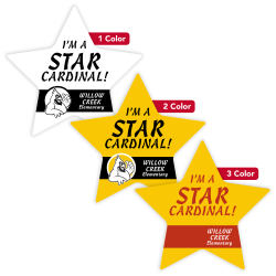 Custom 1, 2 Or 3 Color Printed Labels/Stickers, Star Shape, 2-3/4" x 2-7/8", Box Of 250