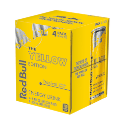Red Bull Energy Drinks, Yellow Edition, 8.4 Oz, Pack Of 4 Cans