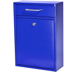 Mail Boss Locking Security Drop Box, 16-1/4"H x 11-1/4"W x 4-3/4"D, Bright Blue