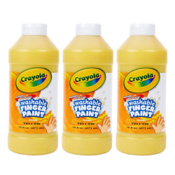 Crayola Washable Finger Paint, 16 oz, Yellow, Pack Of 3