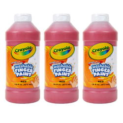 Crayola Washable Finger Paint, 16 oz, Red, Pack Of 3