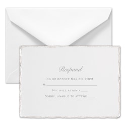 Custom Premium Wedding & Event Response Cards With Envelopes, 4-7/8" x 3-1/2", Deckled Elegance, Box Of 25 Cards