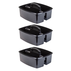 Storex Large Caddies, 6-3/8"H x 11"W x 13"D, Black, Pack Of 3 Caddies