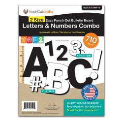 FreshCut Crafts Bulletin Board Letters & Numbers, 1.5in & 3in, Black & White, 710 Pieces