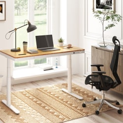 FlexiSpot E7 55 W Height Adjustable Standing Desk BambooWhite - ODP  Business Solutions