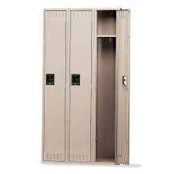 Tennsco Single-Tier Locker, 3-Wide, 72"H x 36"W x 18"D, Sand