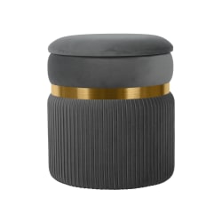Techni Mobili Velvet Storage Ottoman, 15-1/2"H x 13-3/4"W x 13-3/4"D, Gray, RTAOT25GRY