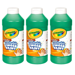 Crayola Washable Finger Paint, 16 oz, Green, Pack Of 3