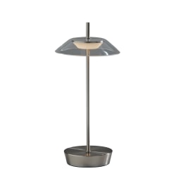 Adesso ADS360 Ako LED Cordless Table Lamp, Steel with Clear Acrylic White Shade