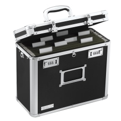 Vaultz® Locking Storage File Tote, Letter Size, 12 1/4" x 13 3/4" x 7 1/4", Black