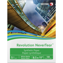 Xerox® Revolution™ Laser Print Synthetic Paper, Letter Size (8 1/2" x 11"), Matte, Ream Of 100 Sheets
