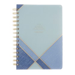 2023-2024 Russell+Hazel A5 15-Month Weekly/Monthly Planner, 5-7/8" x 8-1/4", Blocks/Blue And Gold Foil, October to December, 75967