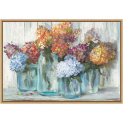 Amanti Art Fall Hydrangeas in Glass Jar Crop by Carol Rowan Framed Canvas Wall Art Print, 16"H x 23"W, Maple