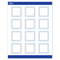 Avery® Print-To-The-Edge Cards With Sure Feed® Technology, S00-DMJ-PRMWC10, Square, 2" x 2", Matte White, Preprinted Blue Border with Gold Dots Design, Pack Of 120