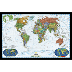 National Geographic World Decorator Map, Enlarged and Laminated, 73" x 48"