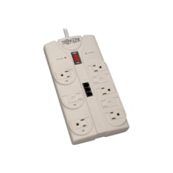 Tripp Lite Surge Protector Power Strip 120V 5-15R 8 Outlet RJ11 8' Cord 2160 Joule - Surge protector - 15 A - AC 120 V - output connectors: 8 - attractive gray