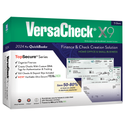 VersaCheck X9 For QuickBooks, 2024, 5 Users, For Windows®, CD/Product Key